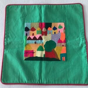 Hand-Embroidered Artisan Pillow Cover | Fair Trade Textile | 15.5”